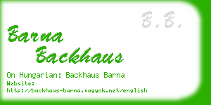 barna backhaus business card